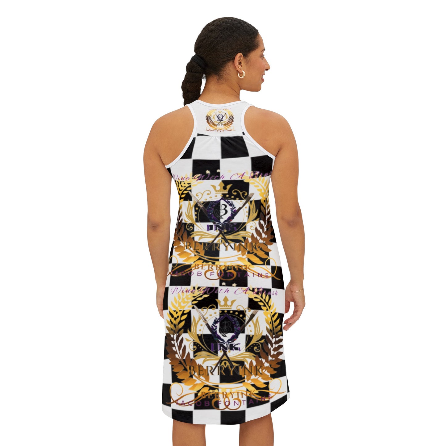 Wine w/a Brush Checker Dress