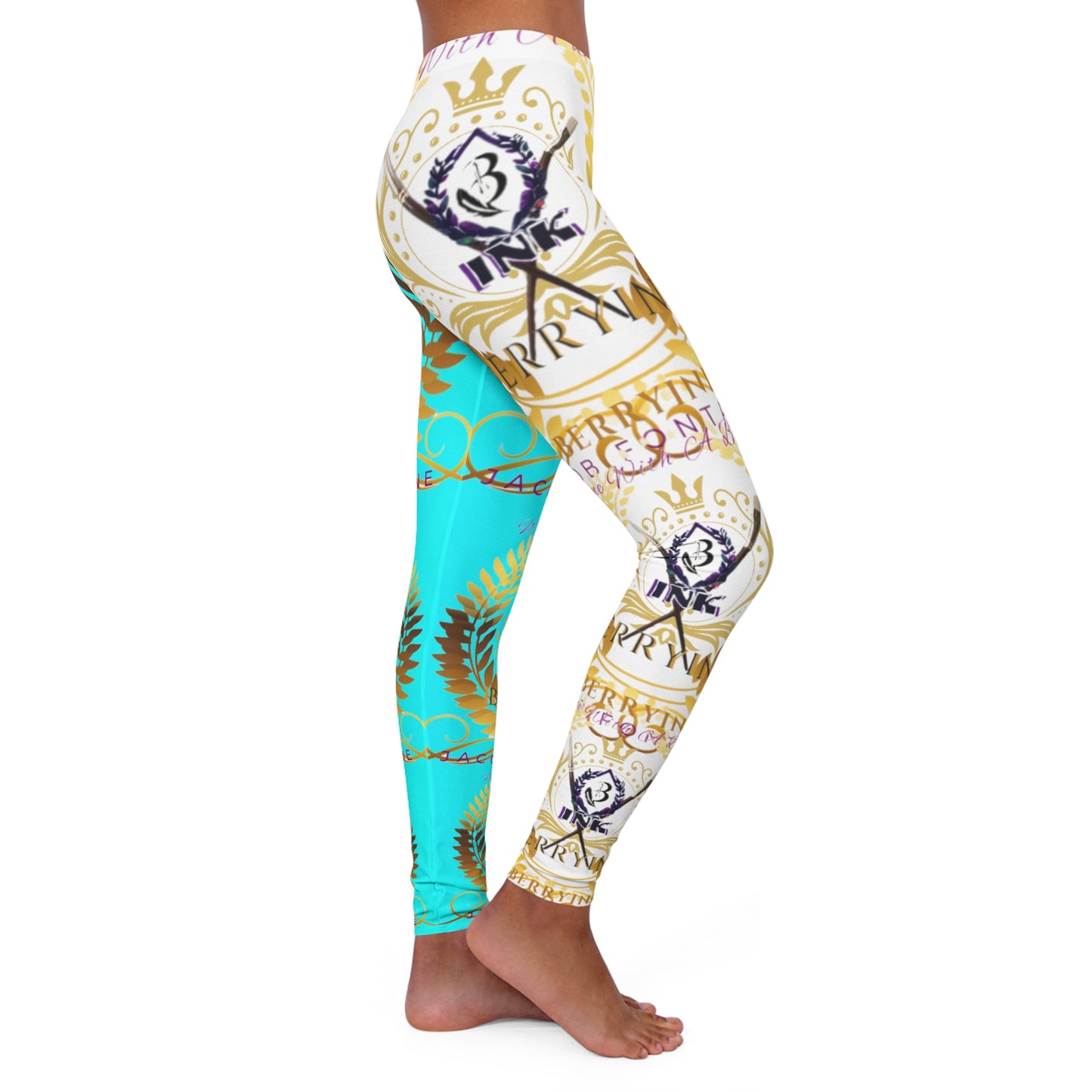 Wine With A Brush Print Leggings