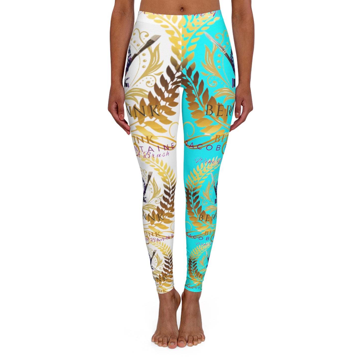 Wine With A Brush Print Leggings