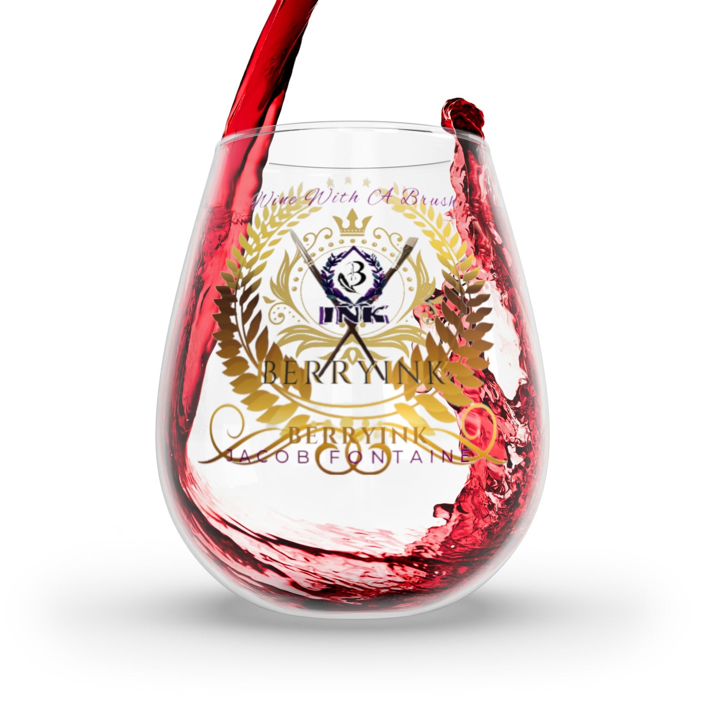 WineWithABrush Stemless Glass
