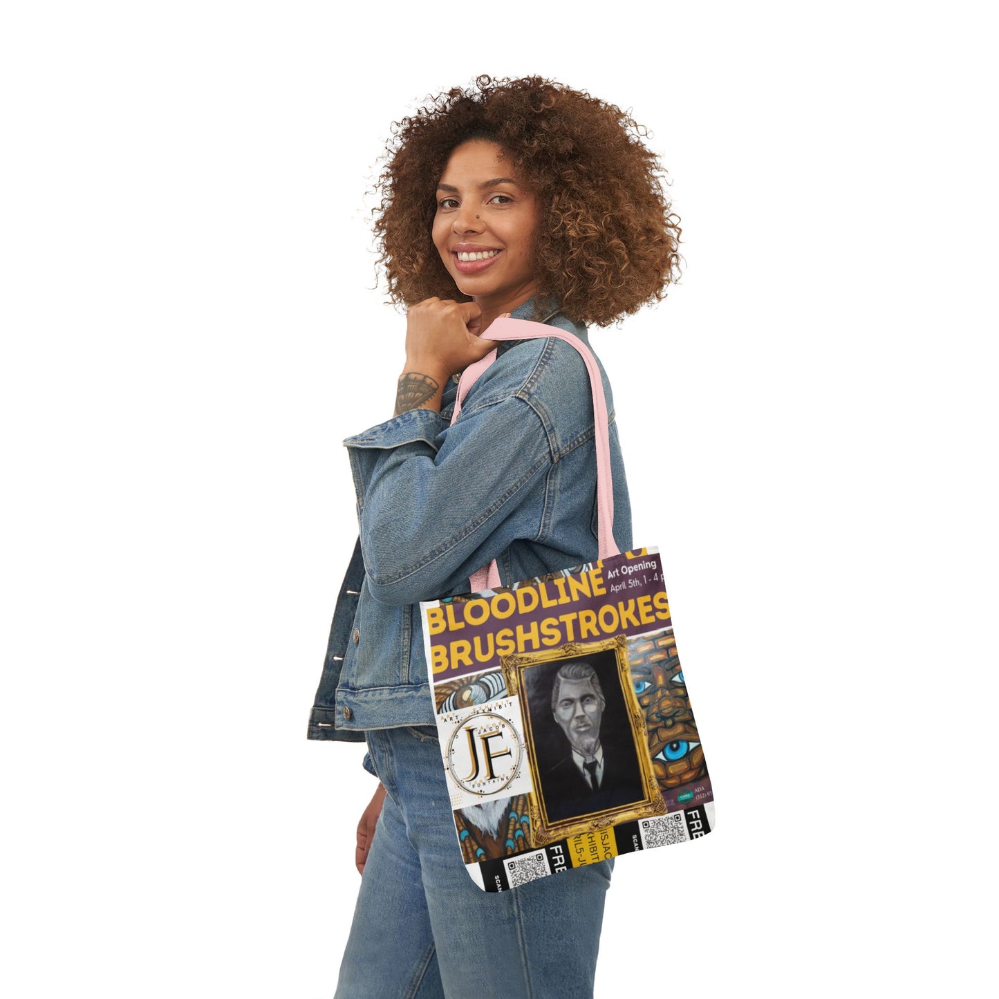 Art-Inspired Canvas Tote Bag with 5-Color Straps - Perfect for Events and Everyday Use