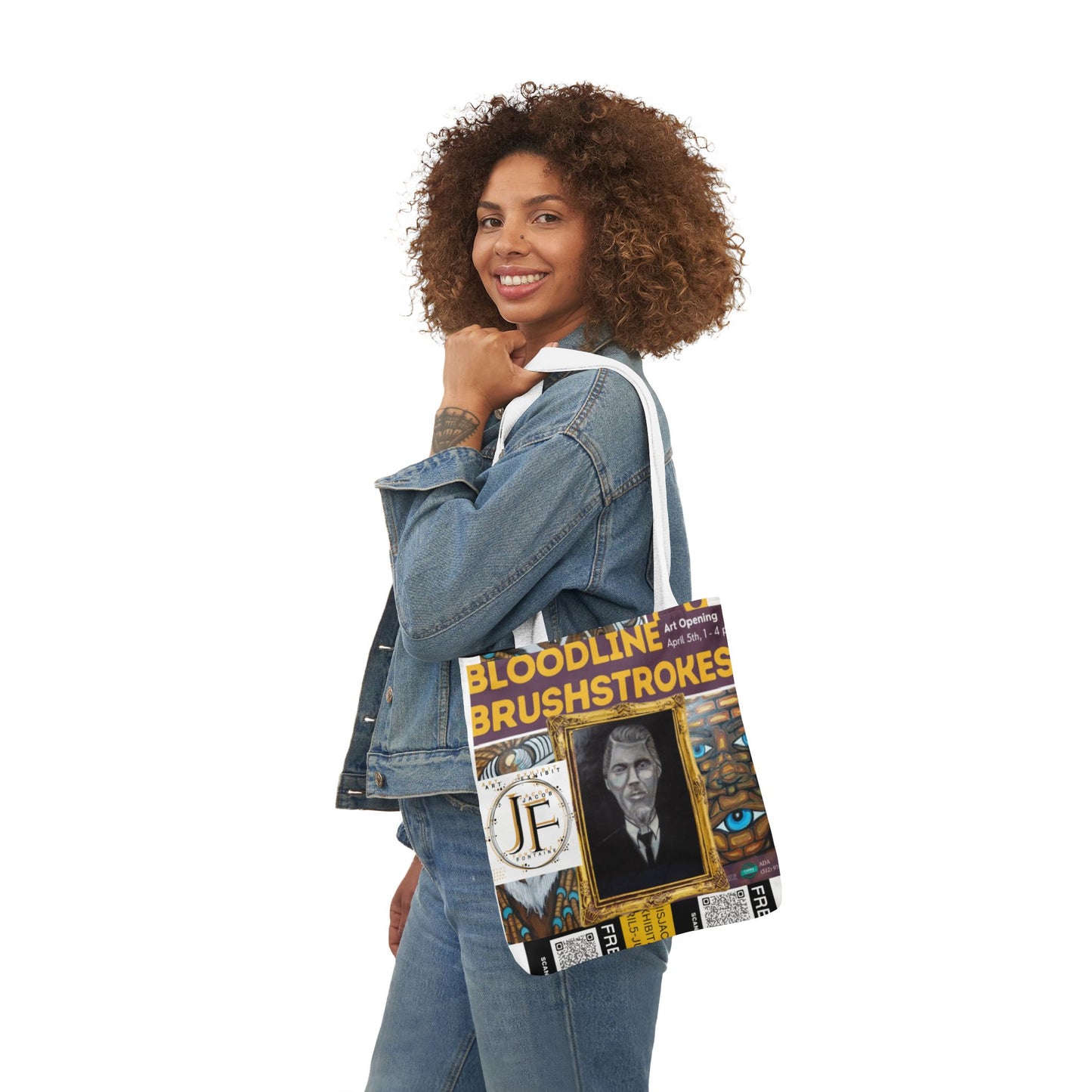 Art-Inspired Canvas Tote Bag with 5-Color Straps - Perfect for Events and Everyday Use