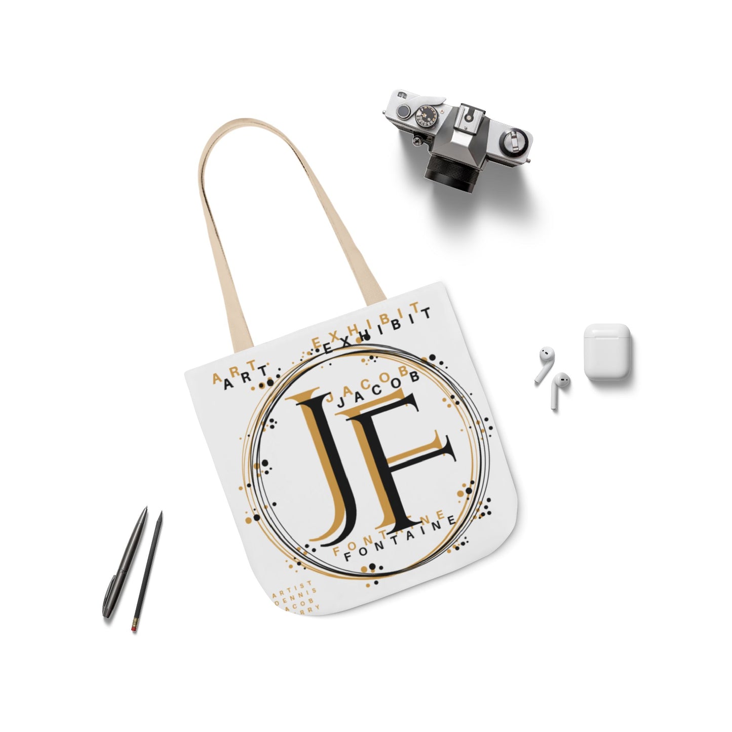 Stylish Canvas Tote Bag with Artistic Monogram Design - Perfect for Art Lovers