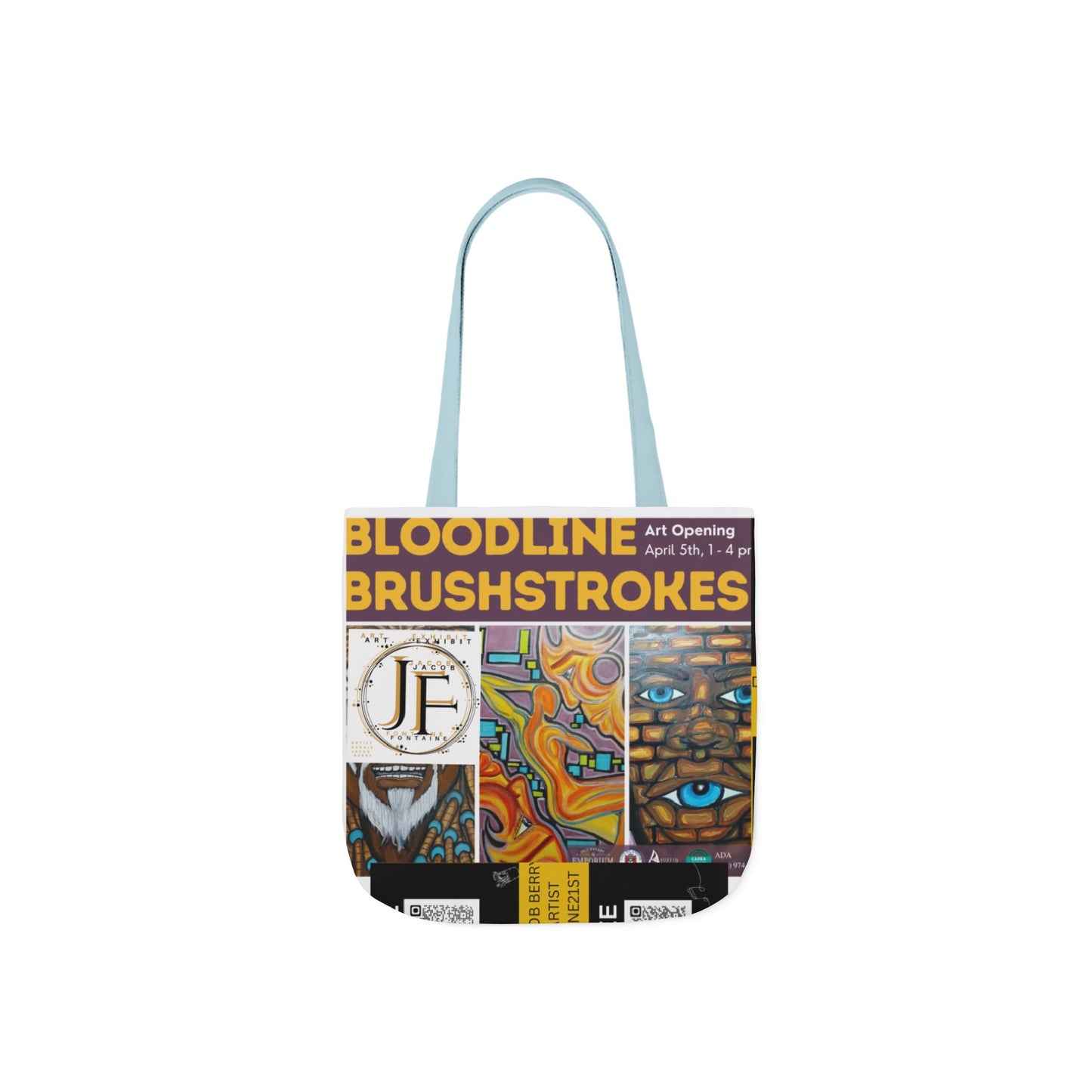 Art-Inspired Canvas Tote Bag with 5-Color Straps - Perfect for Events and Everyday Use