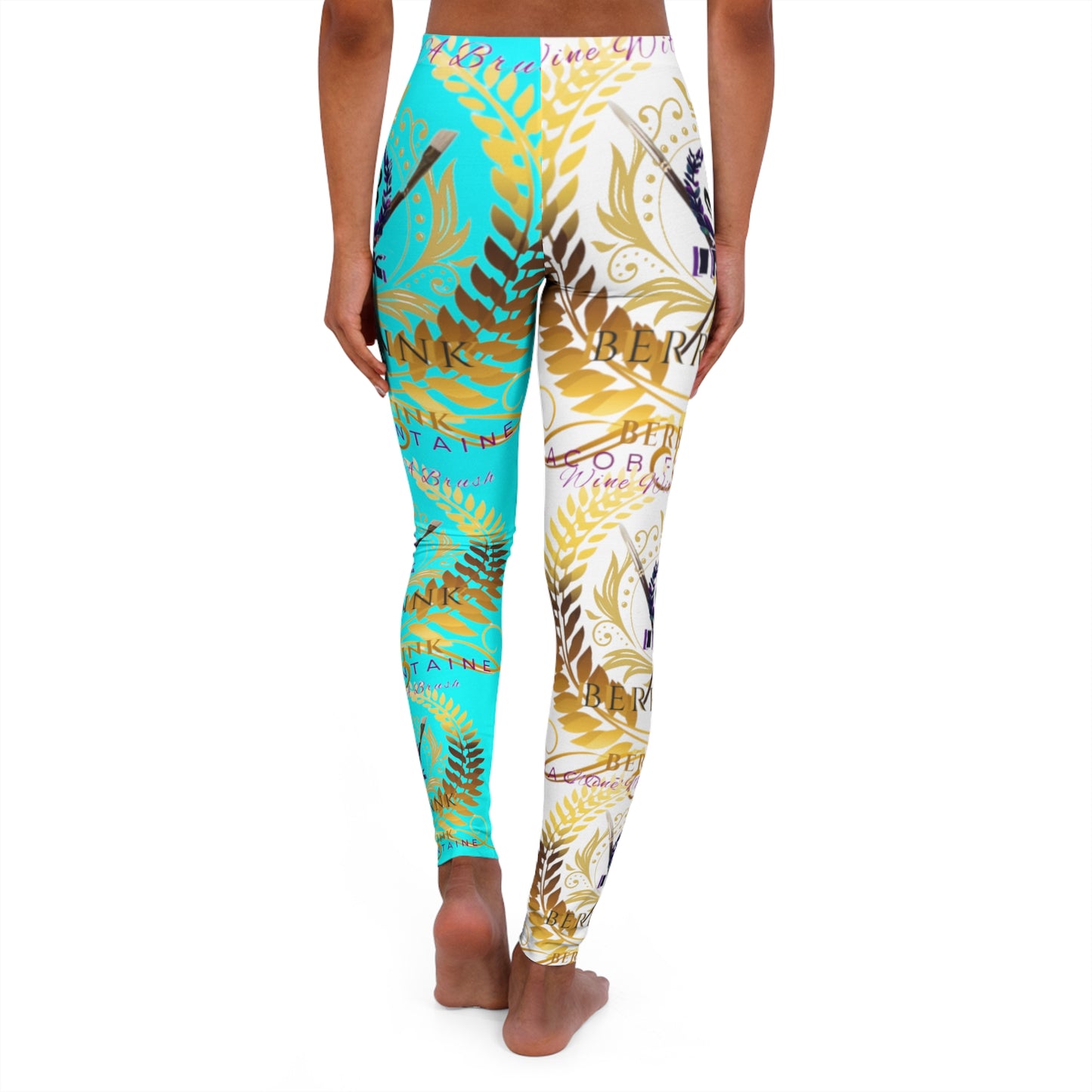 Wine With A Brush Print Leggings