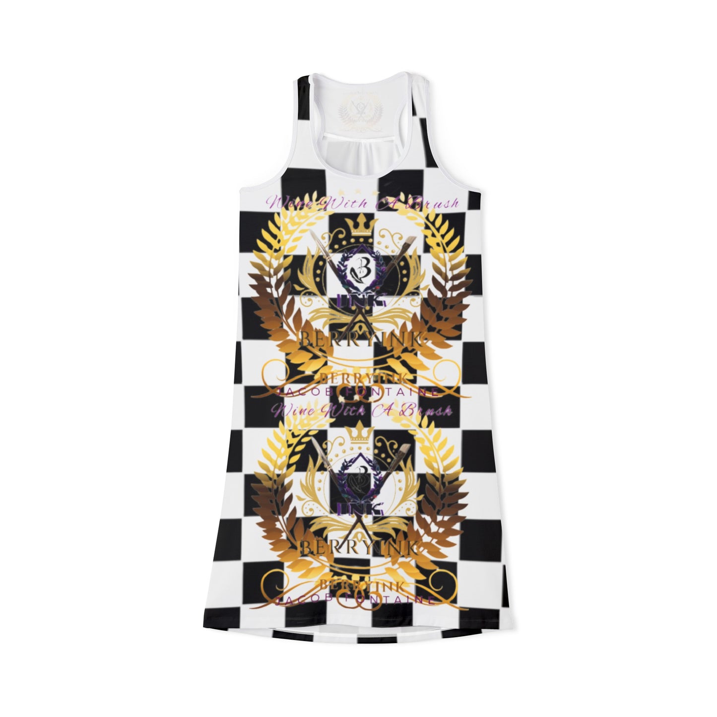 Wine w/a Brush Checker Dress