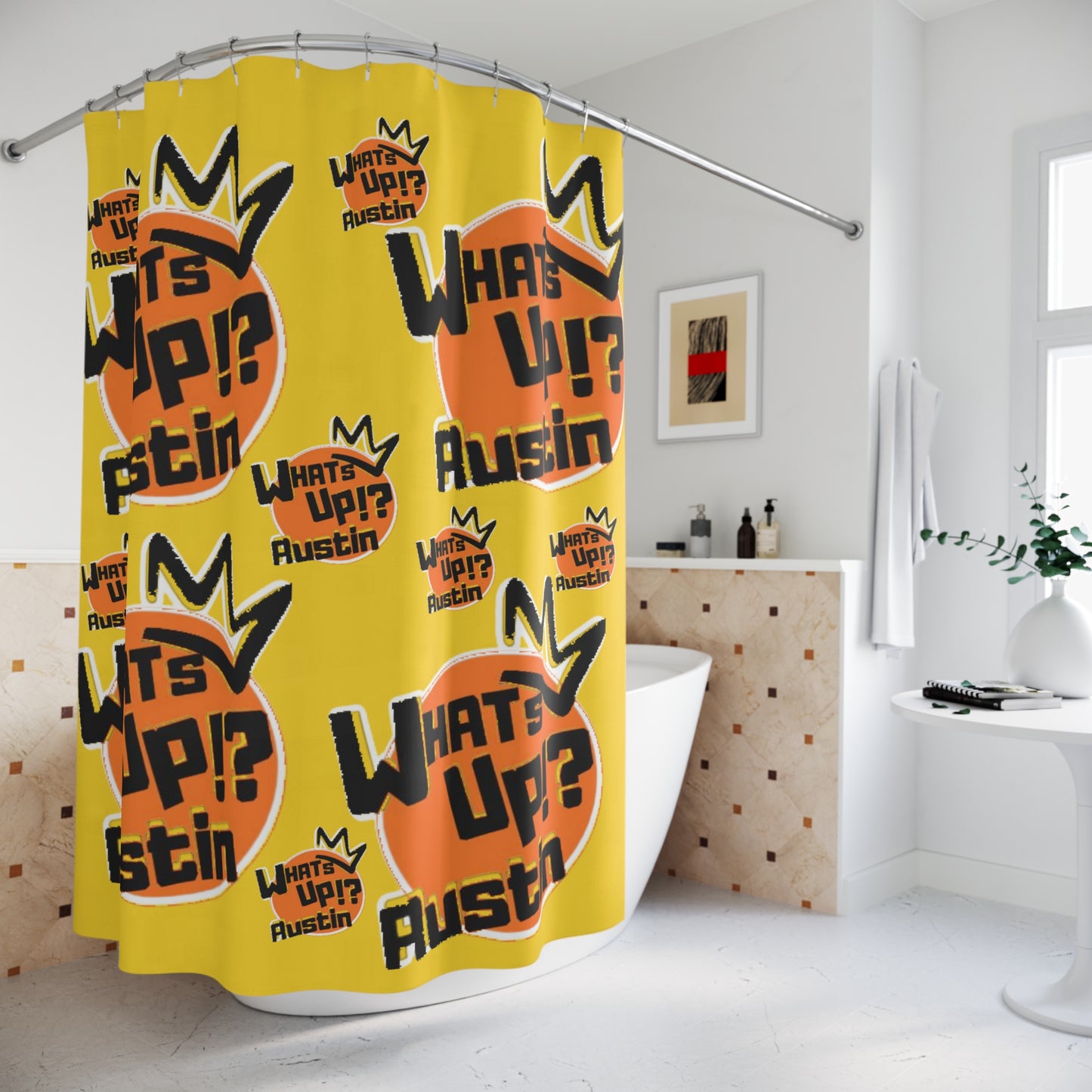 WHATS UP!? AUSTIN Shower Curtain