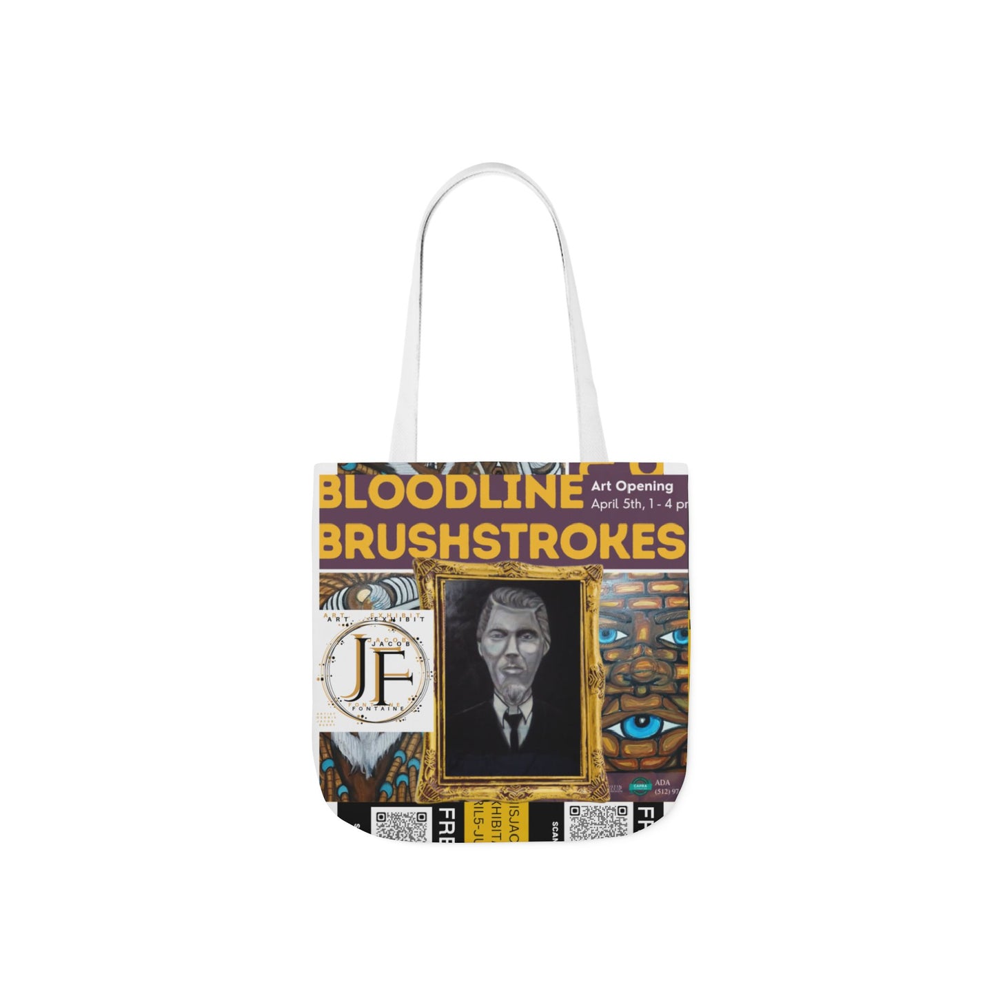 Art-Inspired Canvas Tote Bag with 5-Color Straps - Perfect for Events and Everyday Use