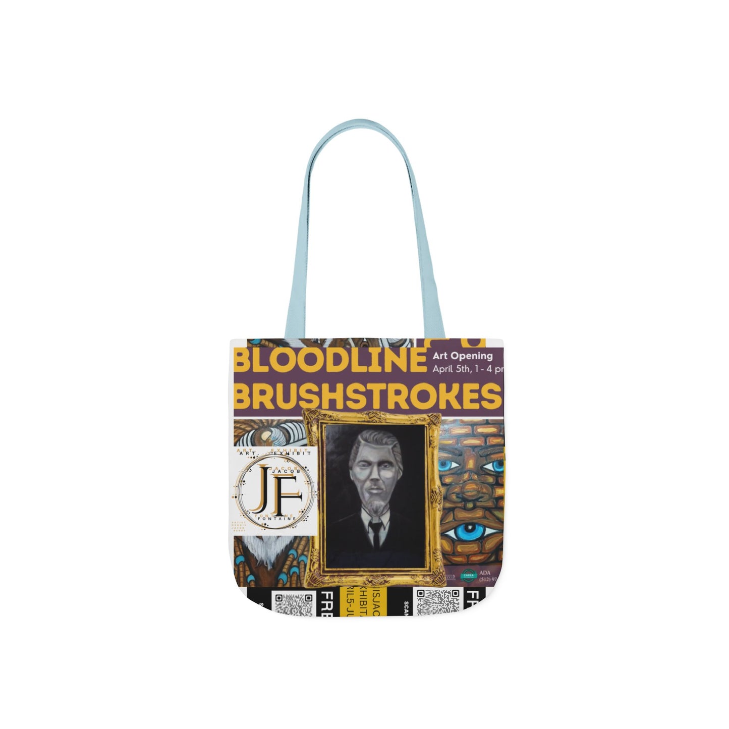 Art-Inspired Canvas Tote Bag with 5-Color Straps - Perfect for Events and Everyday Use