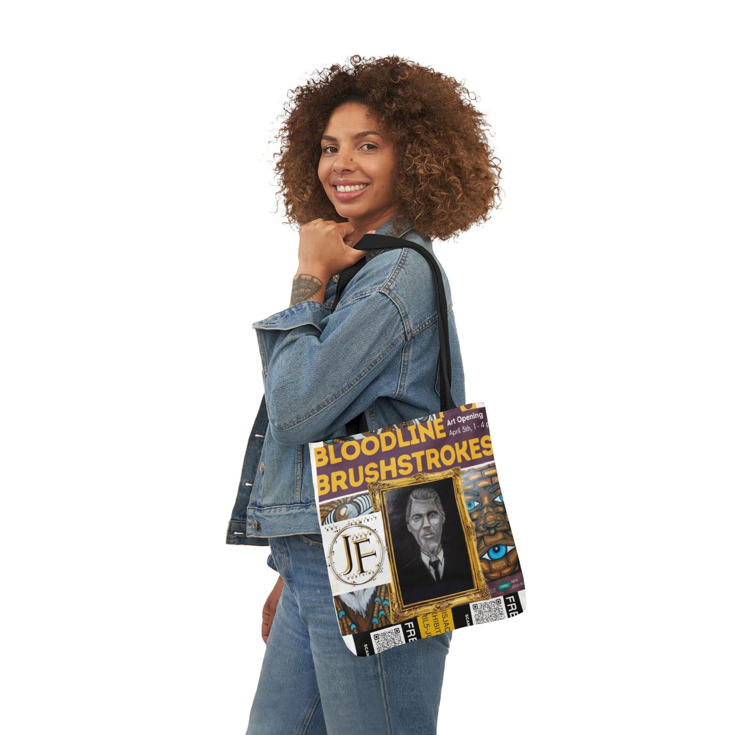 Art-Inspired Canvas Tote Bag with 5-Color Straps - Perfect for Events and Everyday Use