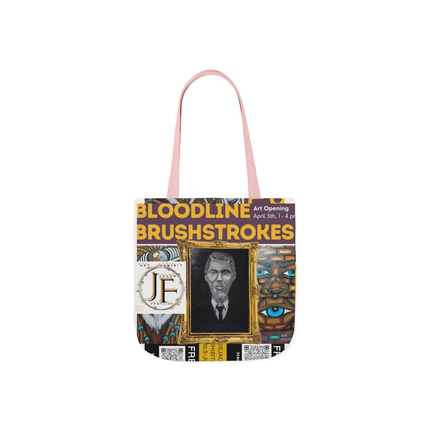Art-Inspired Canvas Tote Bag with 5-Color Straps - Perfect for Events and Everyday Use