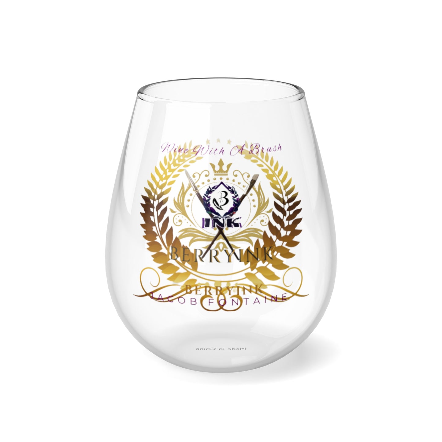WineWithABrush Stemless Glass