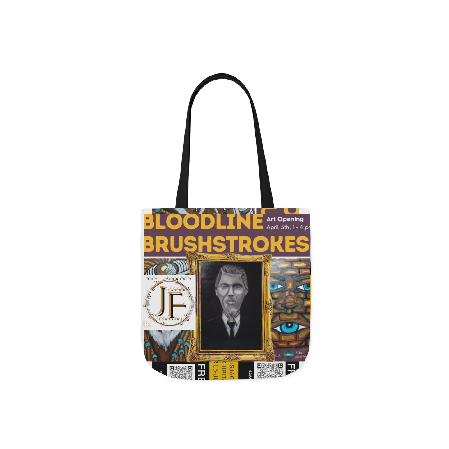 Art-Inspired Canvas Tote Bag with 5-Color Straps - Perfect for Events and Everyday Use