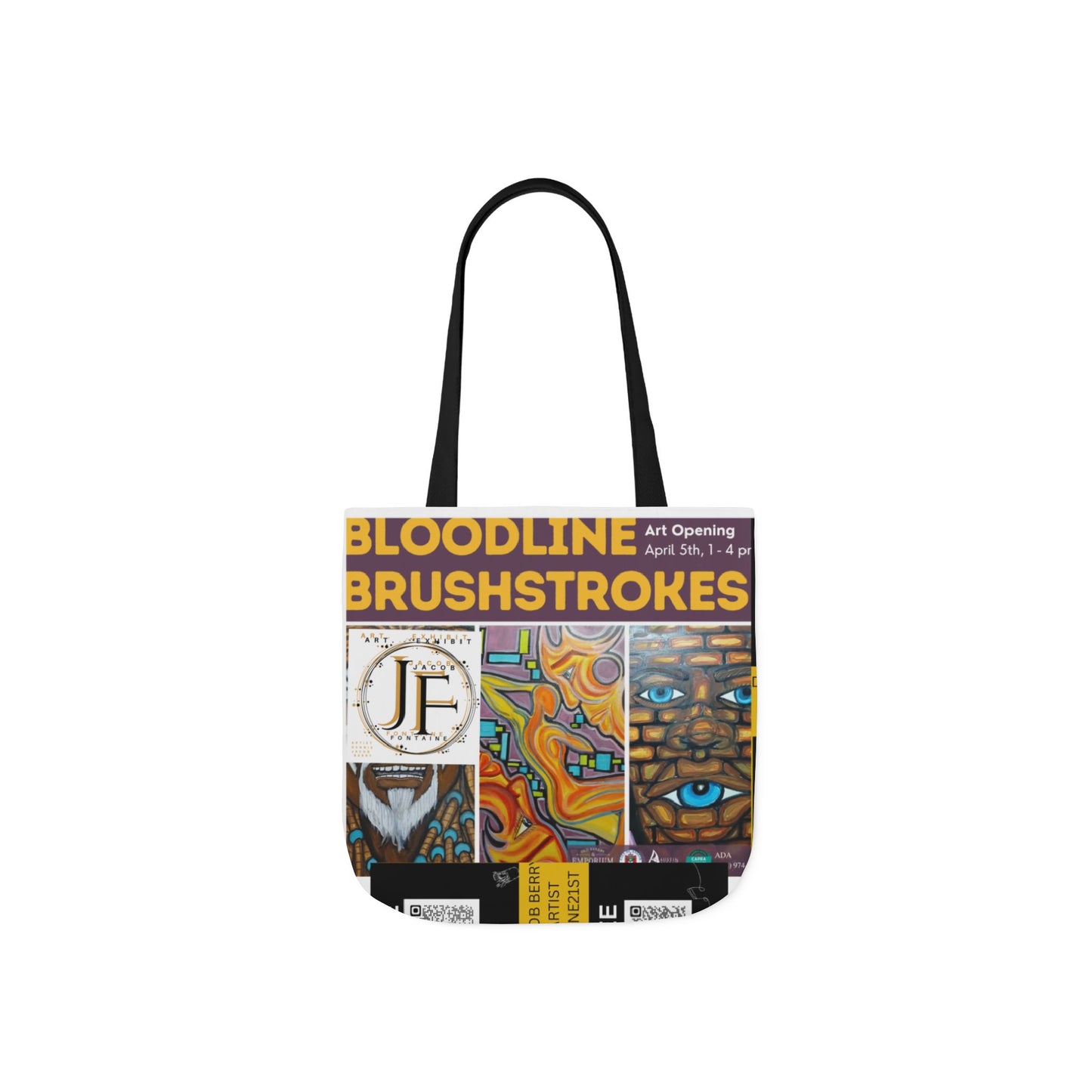 Art-Inspired Canvas Tote Bag with 5-Color Straps - Perfect for Events and Everyday Use
