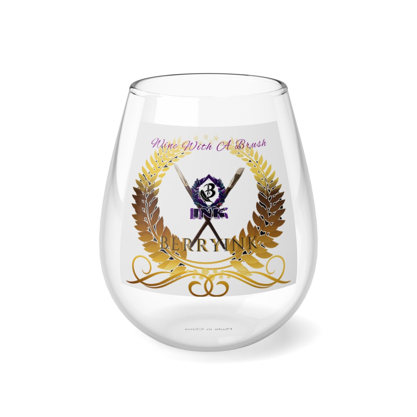WineWithABrush Stemless Wine Glass