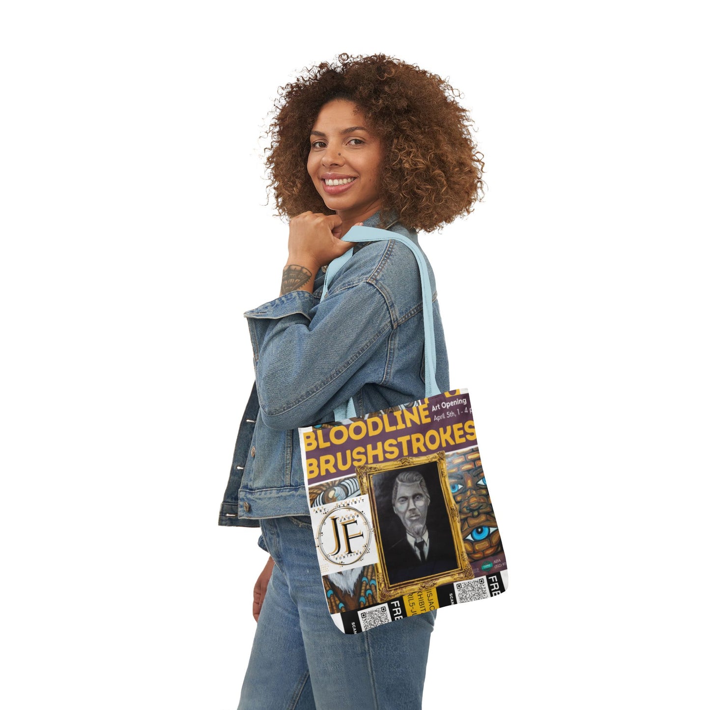 Art-Inspired Canvas Tote Bag with 5-Color Straps - Perfect for Events and Everyday Use
